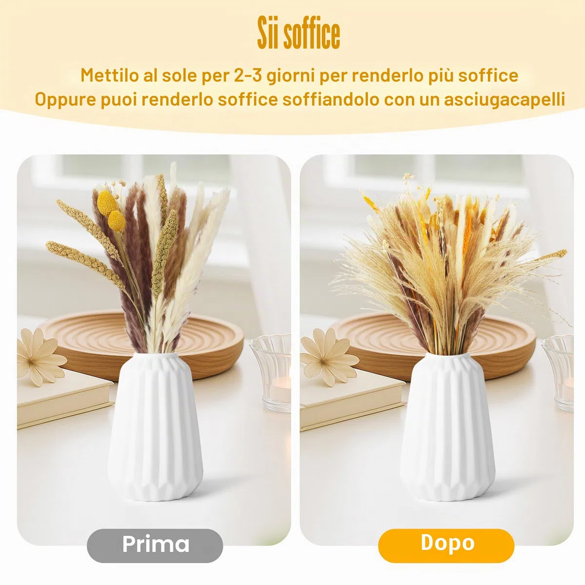 100 bouquet di erba di Pampas Decorative, erba di coda di coniglio e fiori di canna essiccati misti, adatti per composizioni nuziali, decorazioni da tavola, case in stile country e feste di Natale