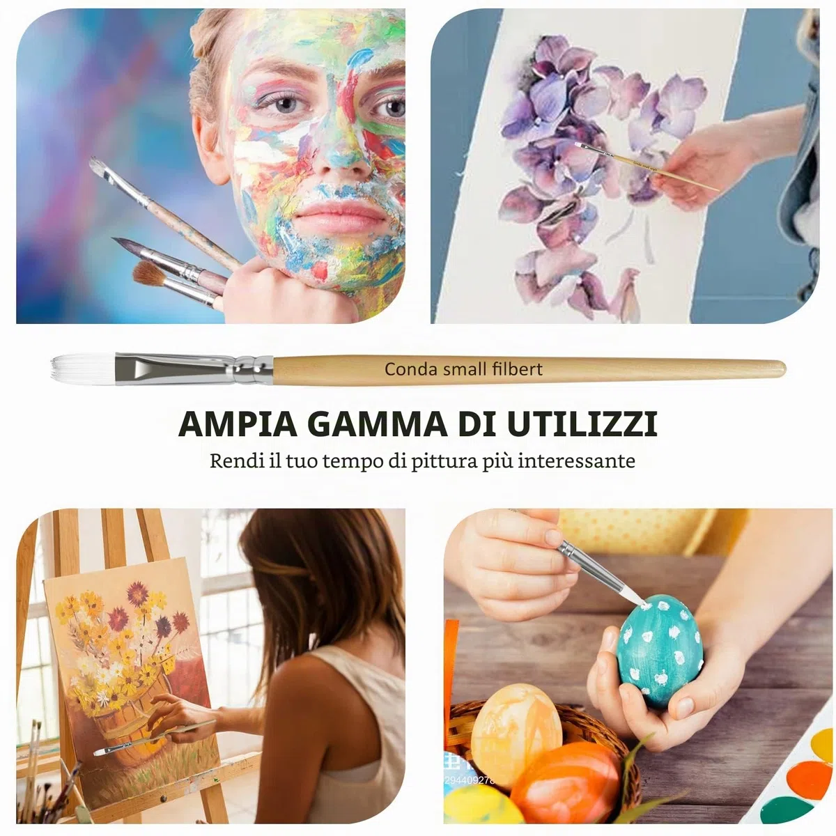 CONDA Pennelli Professionali per Colori ad Olio e Acrilici Set di Pennelli Spazzola per Dipingere 24 Pz Confezione in Nylon