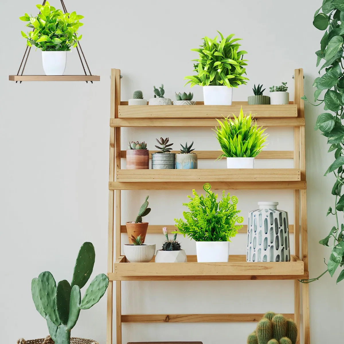 Purpledi 6 Pezzi Mini Piante Artificiali Verdi in Vaso Plastica, Piante Finte da Interno, Piantine Finte Decorative con Vasetto per Casa Ufficio Tavolo Stanza Bagno Decorazione Interno B