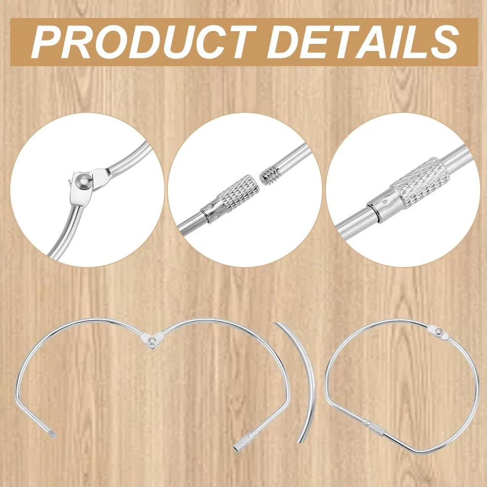 WEBEEDY 8 pezzi anelli per rilegatura a forma di D, 10,3 cm, grandi anelli a forma di D, in argento, organizer per riporre le chiavi