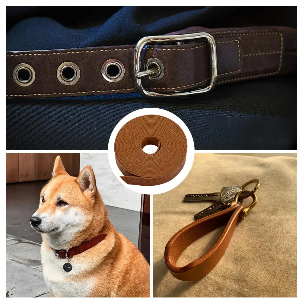 4m cinghie in pelle piatta marrone 2cm larghe fasce in pelle strisce di cuoio con motivo litchi per fai da te animali domestici cinture borsa sella cintura artigianato