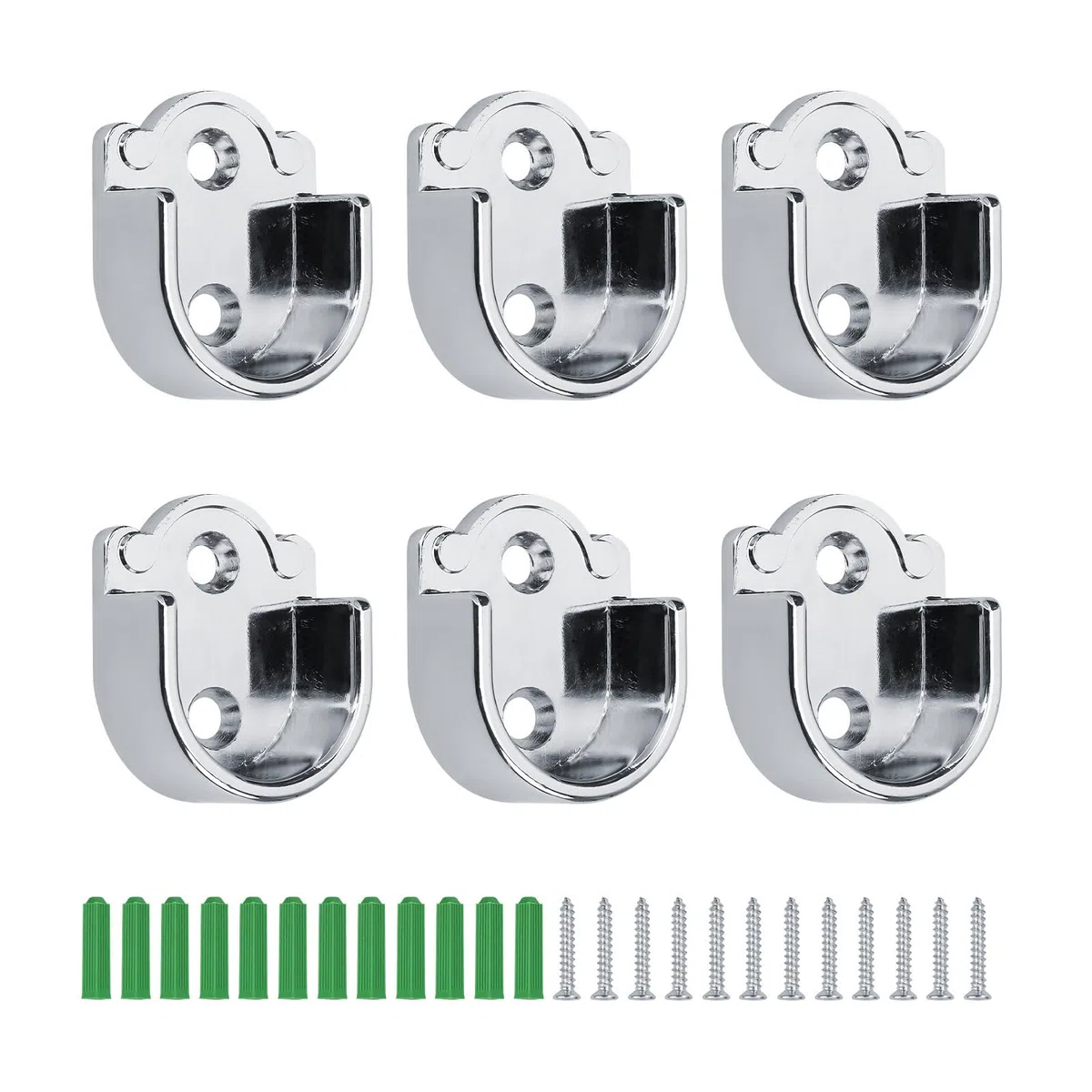 Supporto Asta Appendiabiti, 6 Pezzi a Forma di U, Supporti per Aste Armadio, in Lega di Zinco, 25 mm
