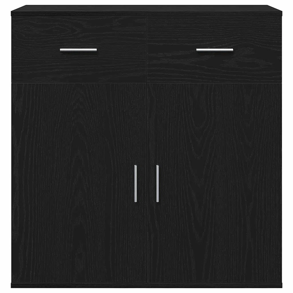 Credenza Rovere Nero 78 x 38 x 80 cm Legno Multistrato, Mobili,Armadietti e portaoggetti,Buffet e credenze, 28.45kg-871677
