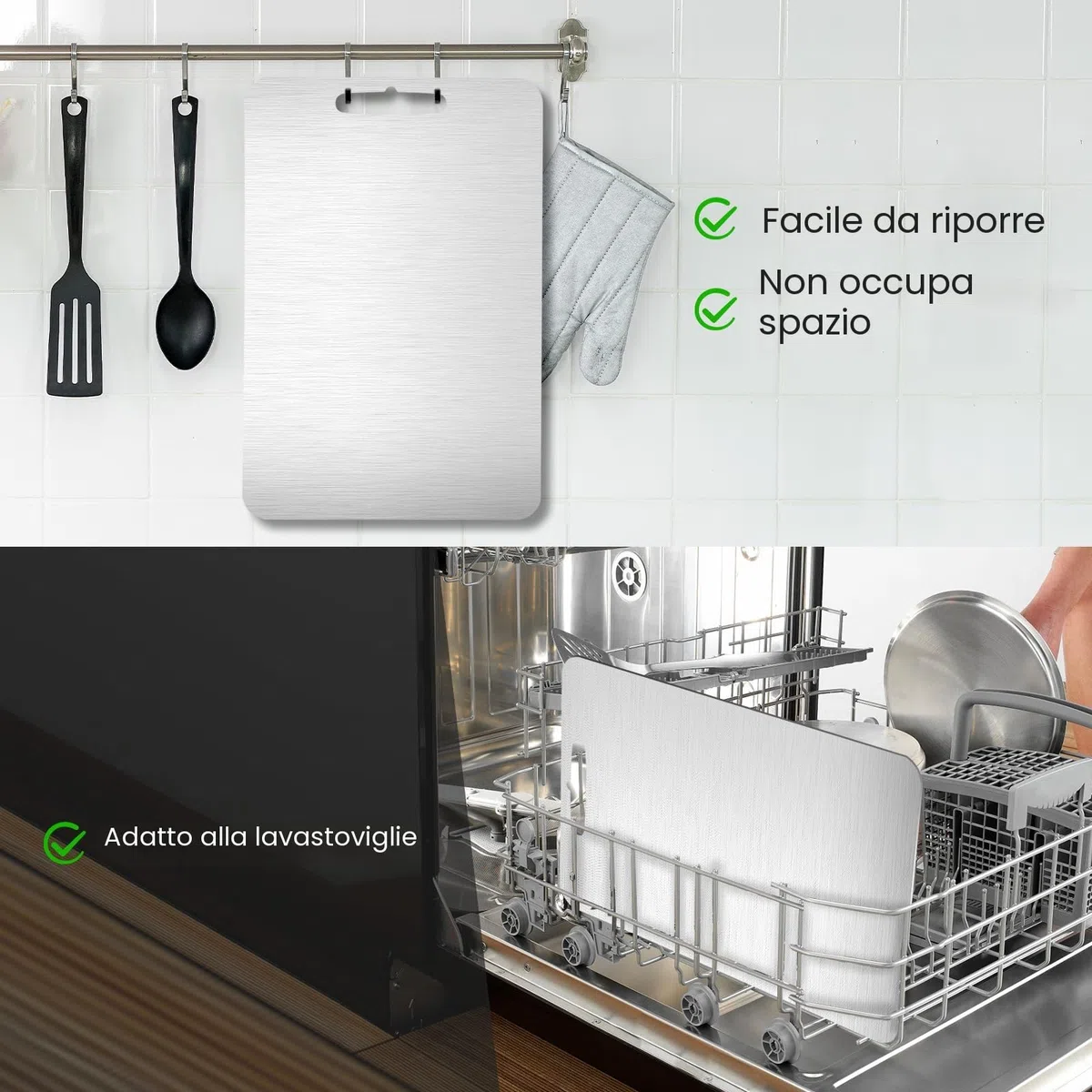 Sprifityy Tagliere in titanio,tagliere in acciaio inossidabile 316 su entrambi i lati, Tagliere In Acciaio Inox Alimentare,senza BPA,per tagliare carne,pane,verdura, frutta (34 x 23 cm)