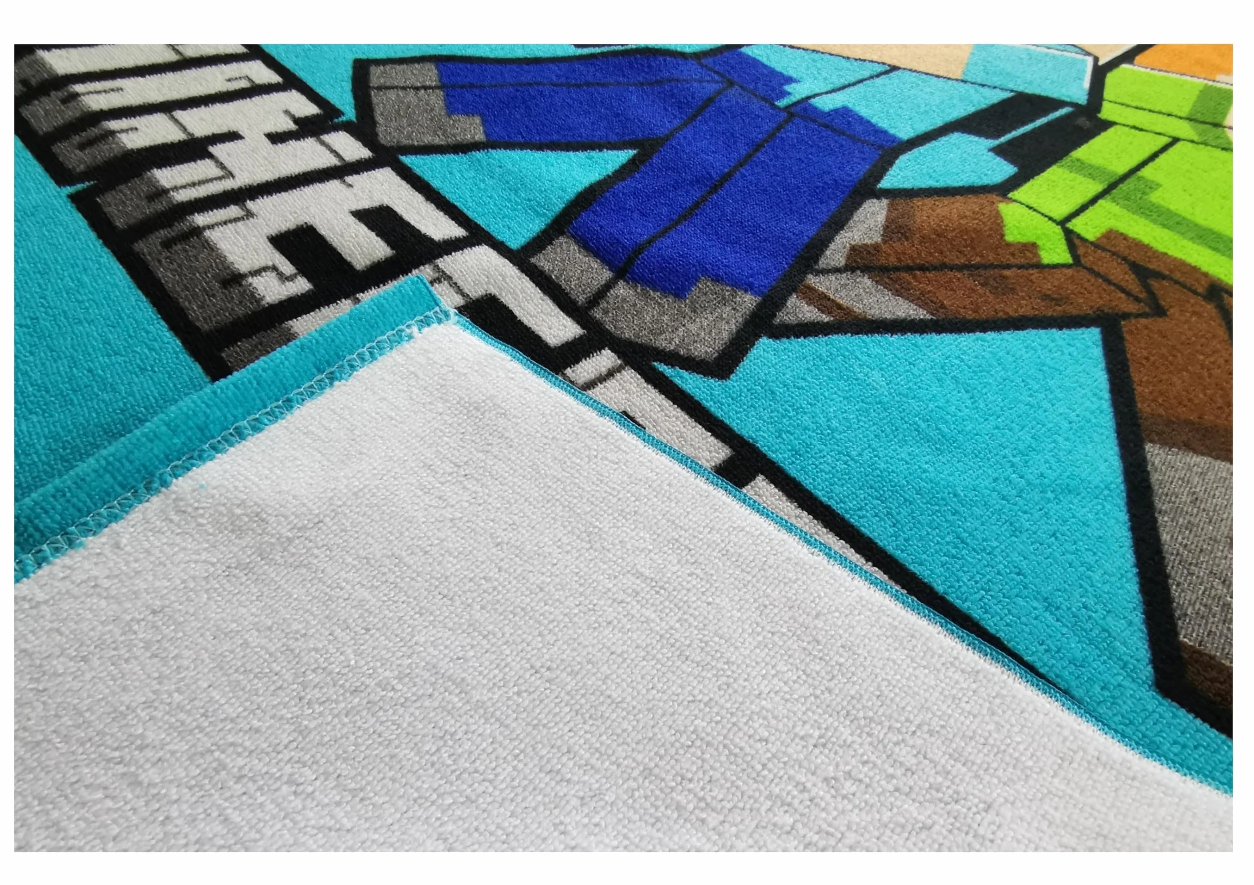 Theonoi Asciugamano da bagno per bambini, 70 x 140 cm, in poliestere (Minecraft Steve Alex)