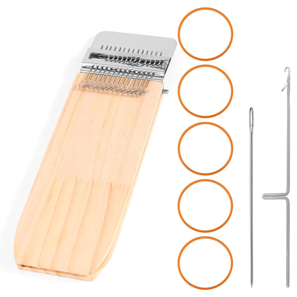 Fukaisu Maglia Toppa Riparazione Kit, Portatile Rammano Telaio con 14 Ganci Veloce Rattoppare per Jeans Abbigliamento Buchi Tessitura Telaio Artigianato Set per Principianti DIY Tessuto Riparazione