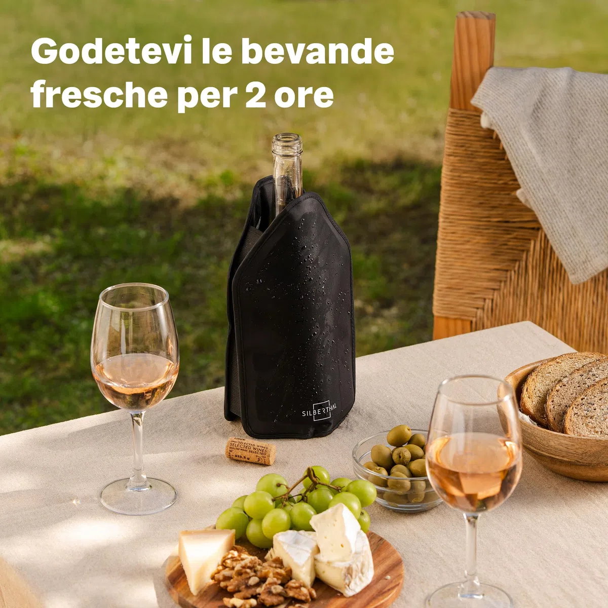 SILBERTHAL Refrigeratore per bottiglie vino - Elastico - Nero - Busta raffredda vino spumante frizzante e champagne