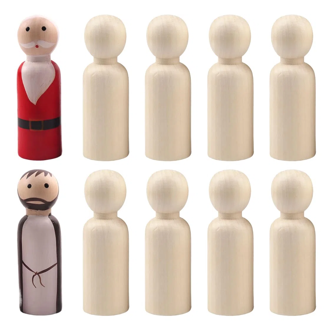 10 Pezzi Figure Familiari in Legno da Dipingere, Figure in Legno da Dipingere, 53 mm Dimensioni Non Finite Bambola, per Pittura Artigianato, Feste, Nozze, Compleanno