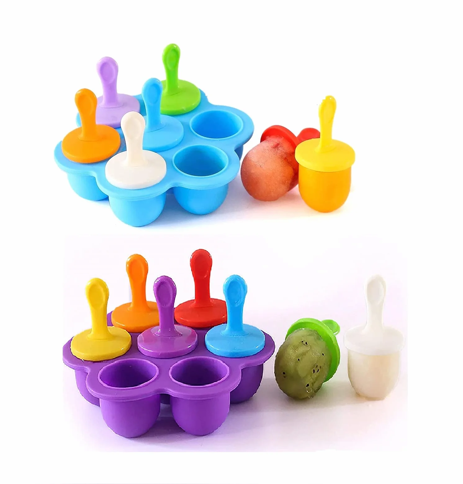 Stampo in silicone per gelato, 2 stampi per gelato in silicone, mini stampi per gelato, stampi per gelato (Blu-viola)