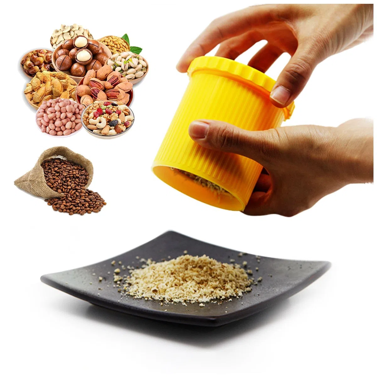 Manuale Macina Noci Multifunzionale Secca Trita Frutta Arachidi Schiaccia Frutta Arachidi Utensile Adatto per Noci Arachidi Caffè Chicchi Anacardi e Altro Piccole Particelle di Condimento