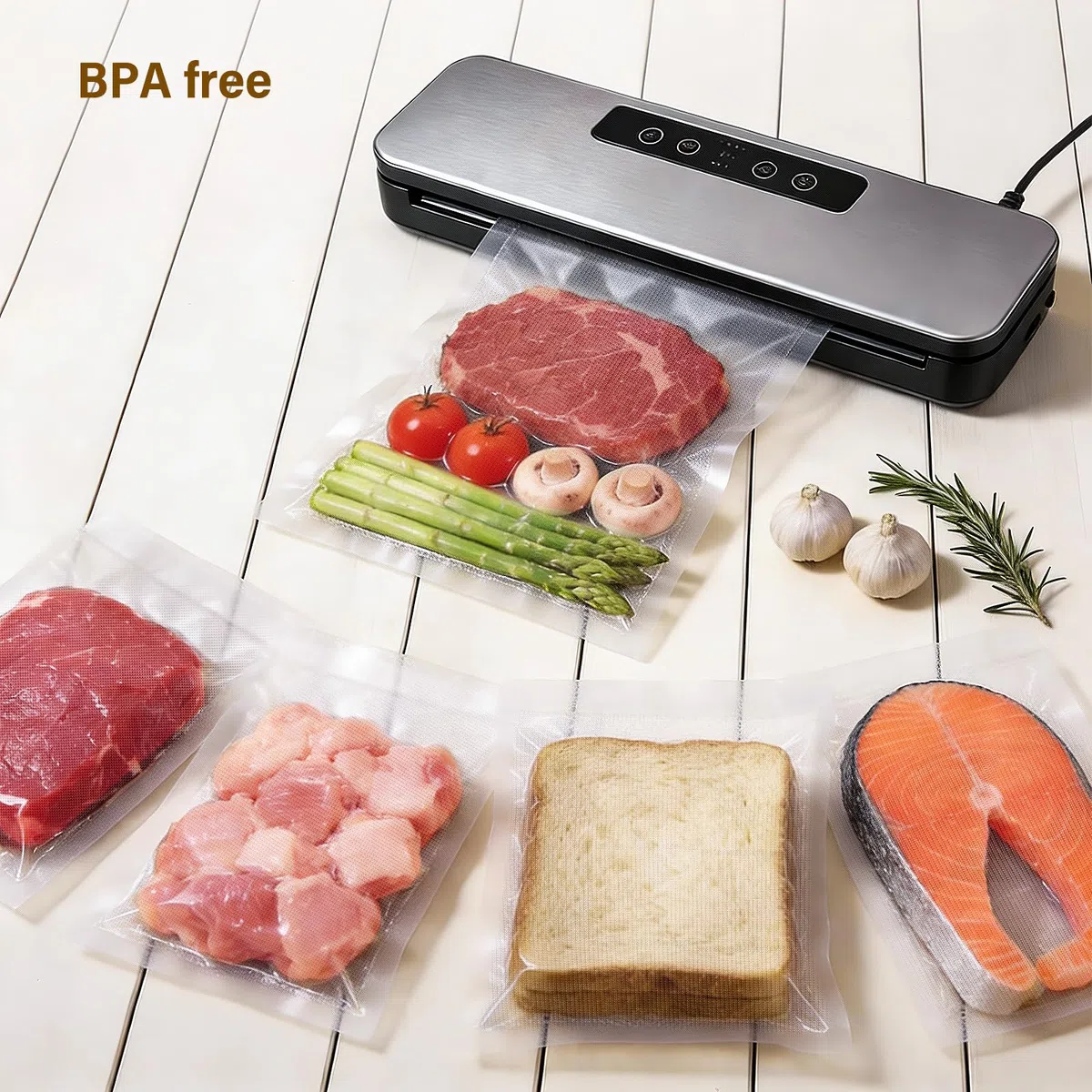 Oderra 100 Sacchetti Sottovuoto per Alimenti 20x30 cm - Bustine per Conservazione e Congelamento Sottovuoto - Compatibili con Tutte le Macchine Sottovuoto - per Imballaggio Alimentare