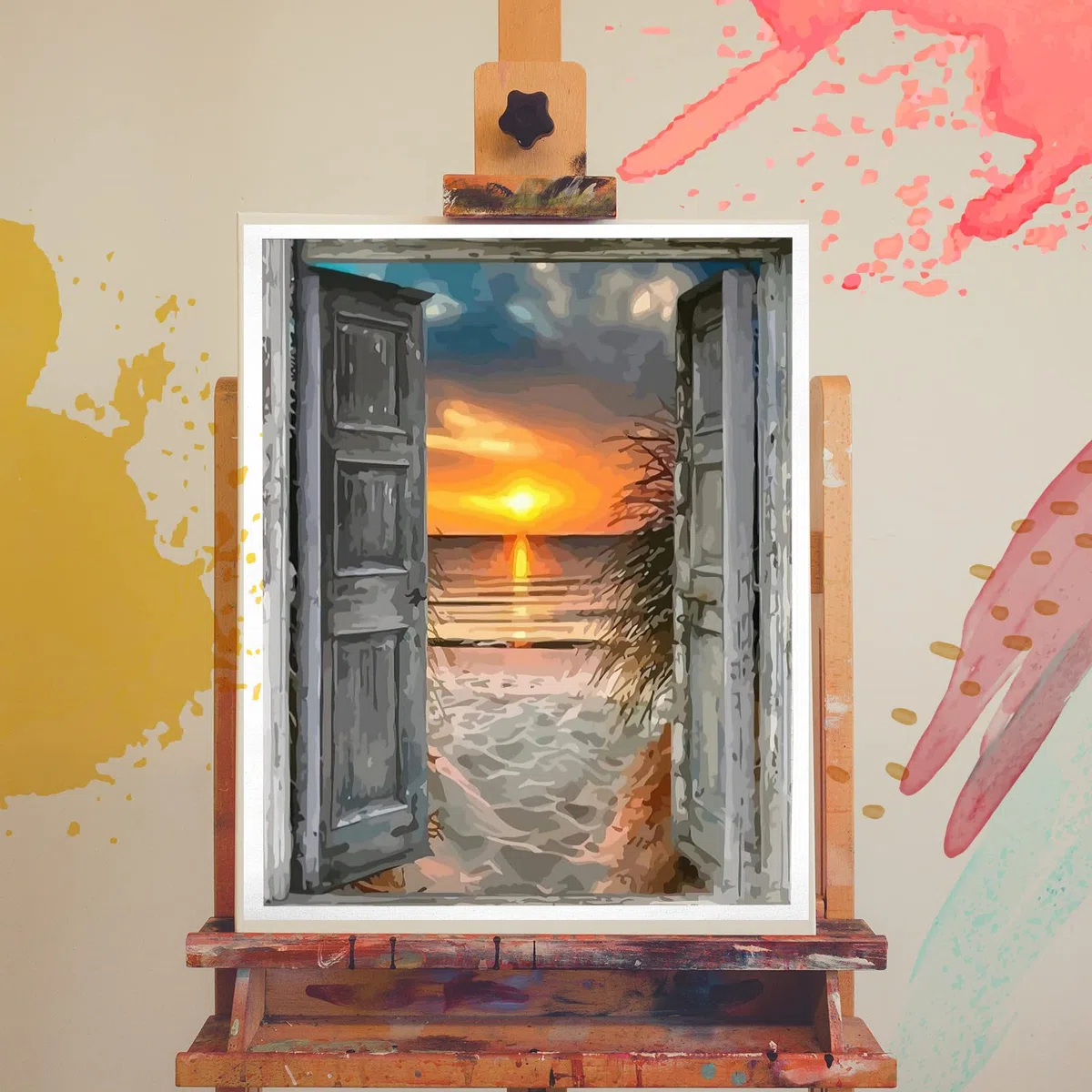 Hjjdiyes Dipingere con i numeri, adulti, tramonto al mare, fai da te, dipinto a mano, kit per pittura a olio, con tela senza pieghe, pennelli e vernice acrilica, paesaggio come regalo, 40 x 50 cm