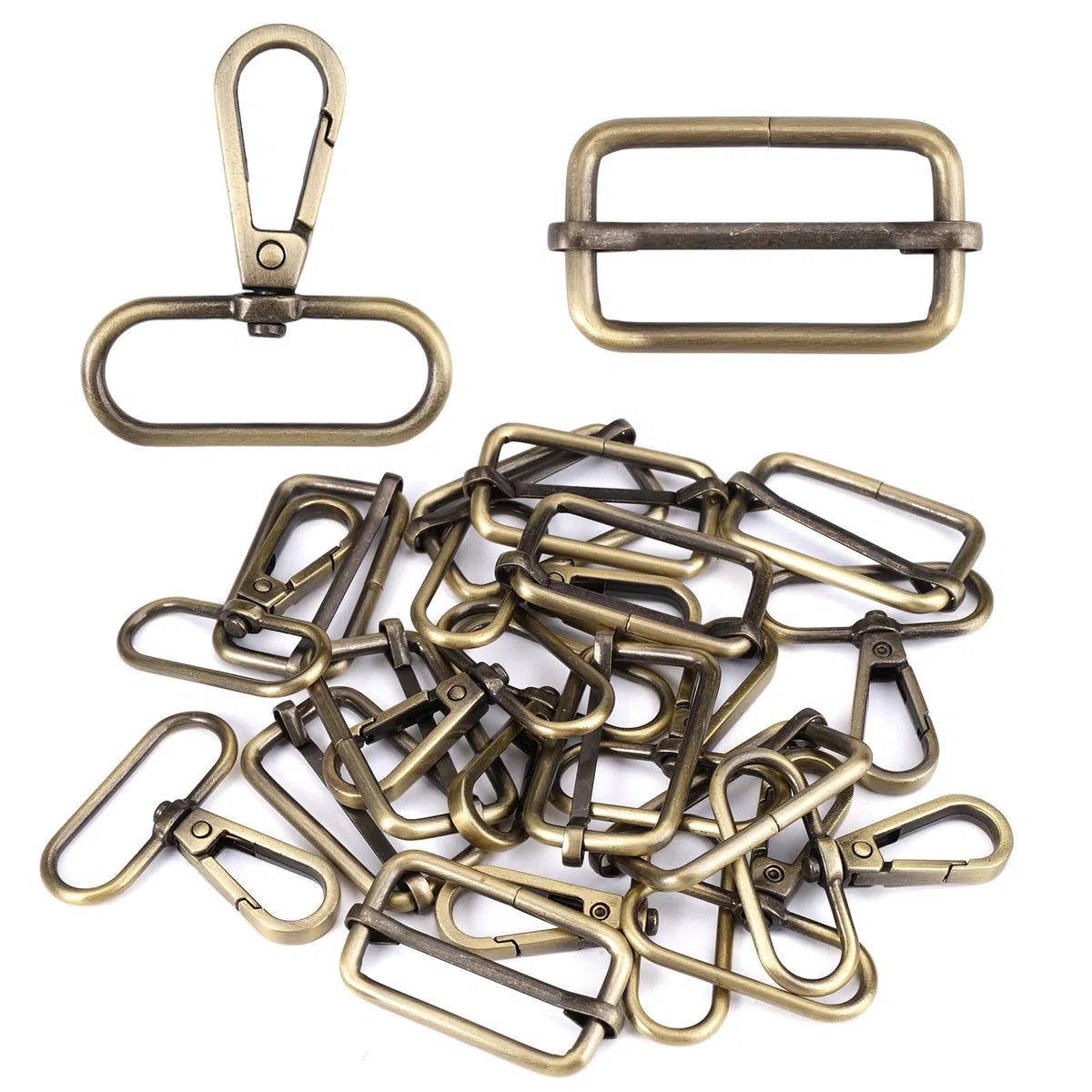20 Pezzi Moschettoni per Borse in Metallo, Fibbie Metallo, Accessori per Borse Fai Da Te, Anelli a D e Scorrevole Fibbia, Ganci per Borse Regolabili, per DIY Craft,Tracolla, Riparazione Zaino