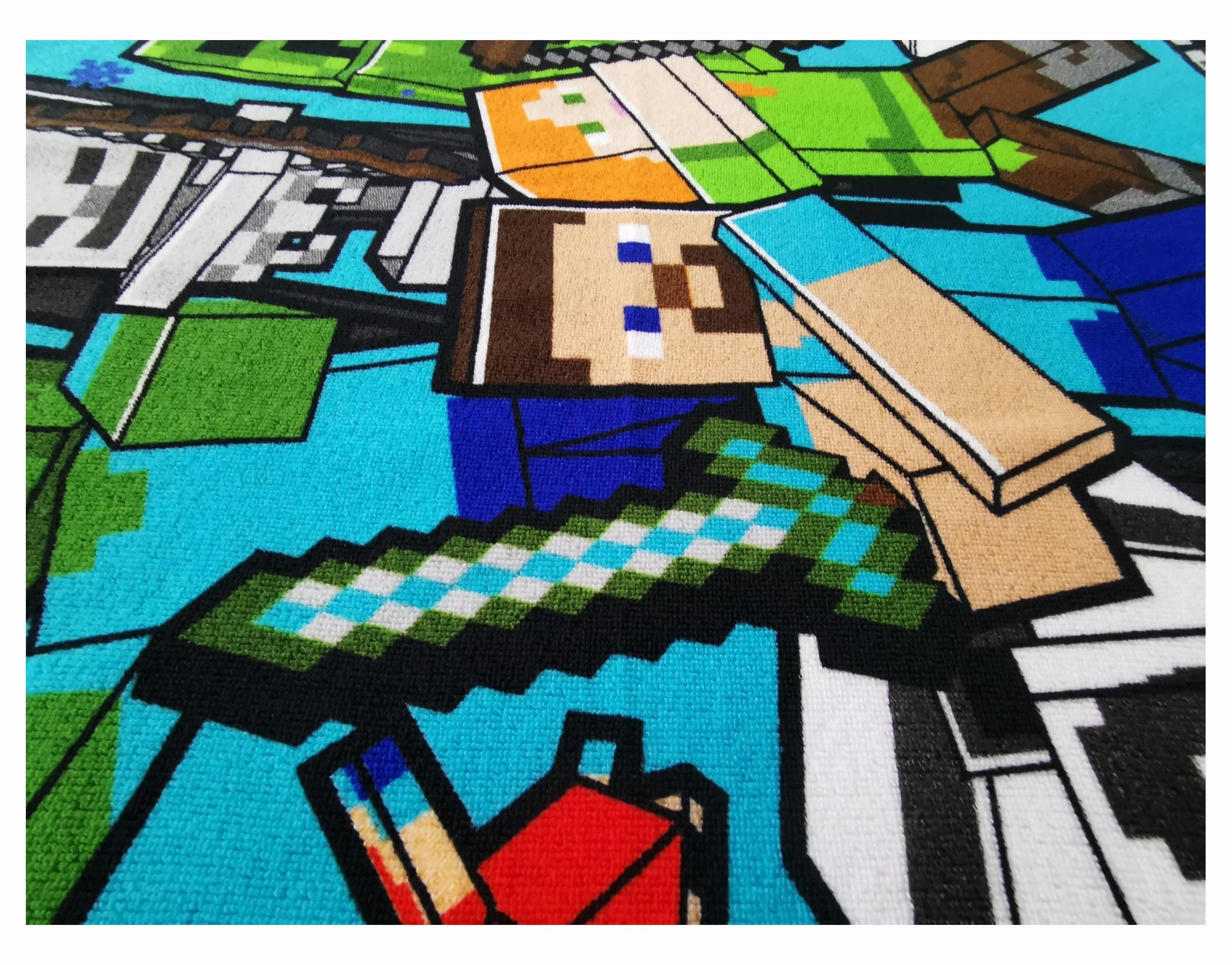 Theonoi Asciugamano da bagno per bambini, 70 x 140 cm, in poliestere (Minecraft Steve Alex)