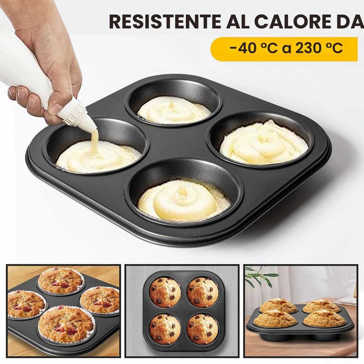 Yomvzake Padella per muffin per friggitrice ad aria, confezione da 2 stampi per cupcake per friggitrice ad aria, tostapane, teglie antiaderenti per forno da bancone e forno piccolo