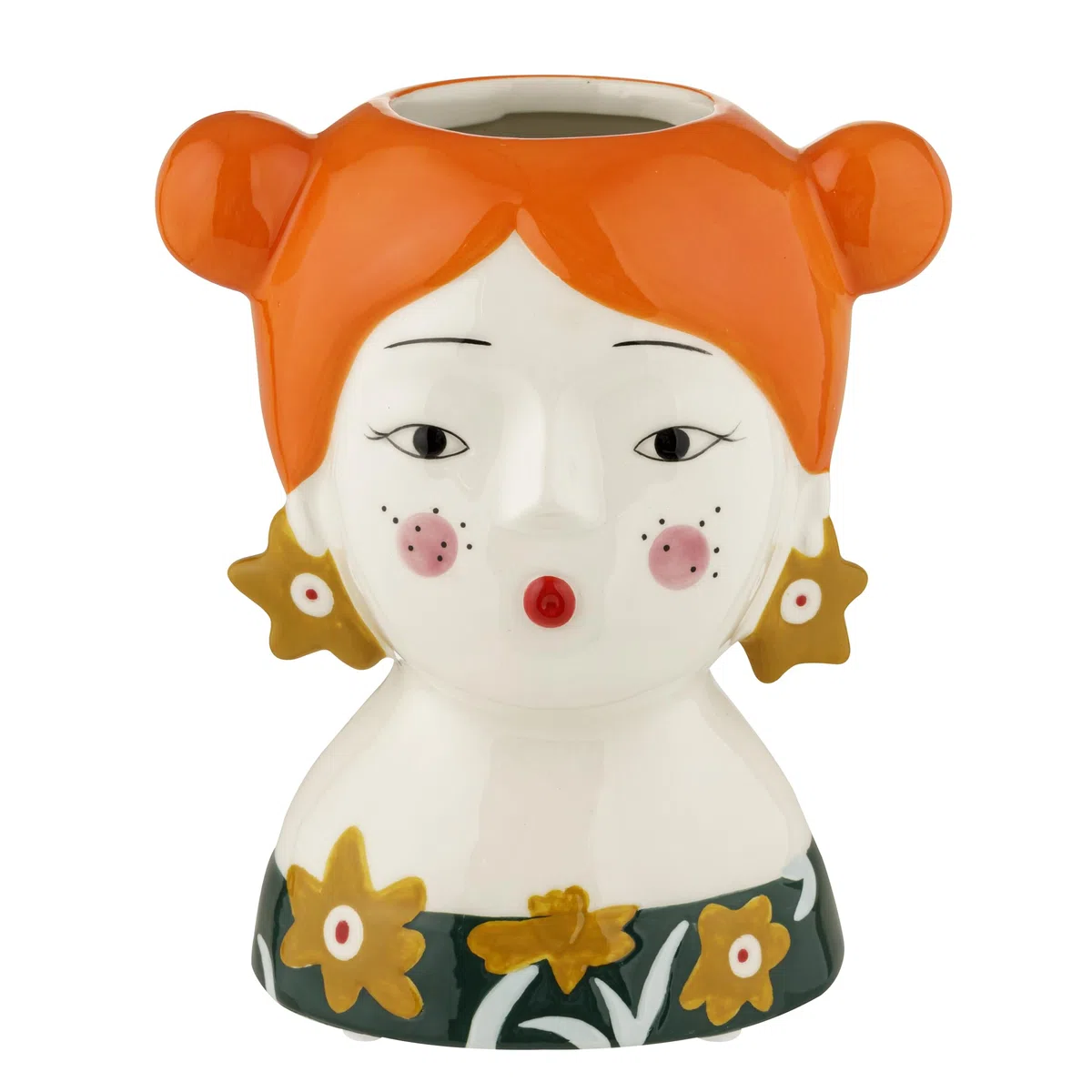 Baroni Home Vaso in Ceramica Dipinto a Mano, Decorativo Moderno per Interno ed Esterno, per Fiori e Piante, Soprammobile Linea Isotta, 15x11x18 cm, Rossa/Grande