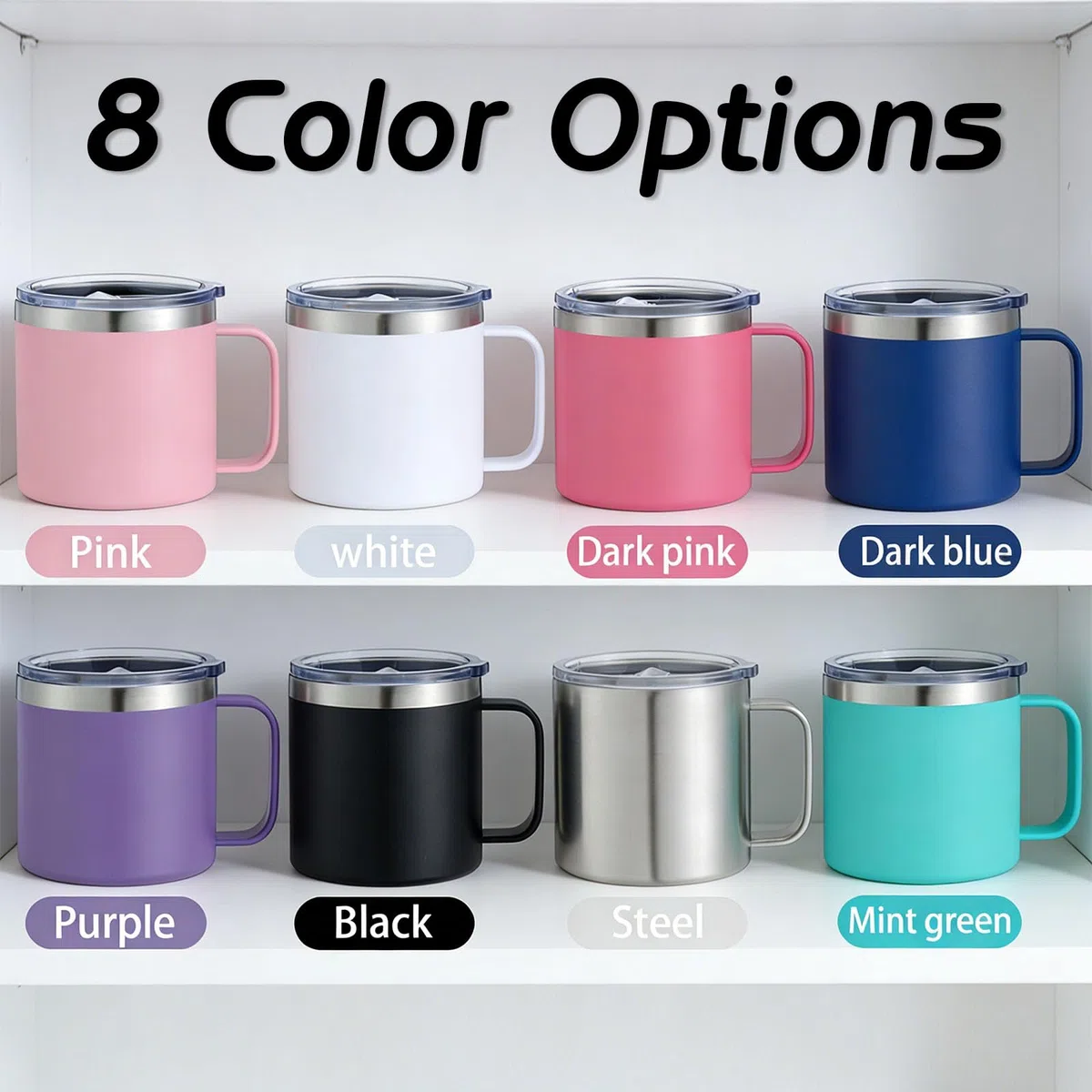 Tazza da caffè isolata personalizzata con nome/testo/logo inciso, bicchiere da viaggio in acciaio inossidabile personalizzato con manico coperchio Tazza termica a doppia parete personalizzata per