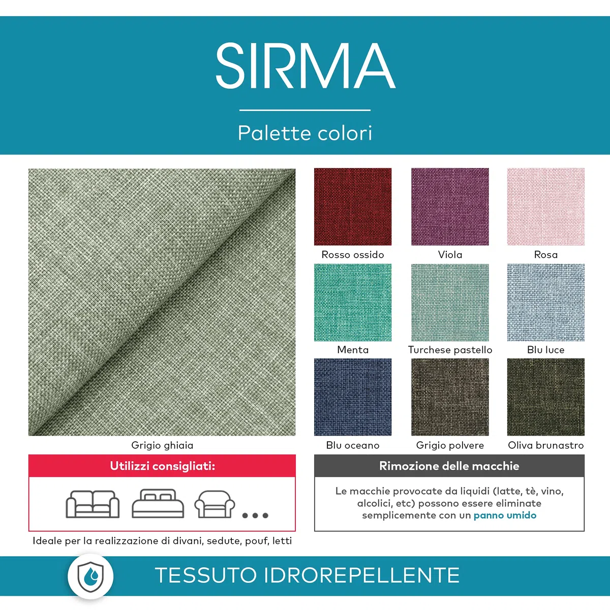 DESHOME Sirma - Tessuto al Metro Idrorepellente per divani cuscini sedie letti copriletto stoffa h 140 resistente (Grigio polvere, 1 metro)
