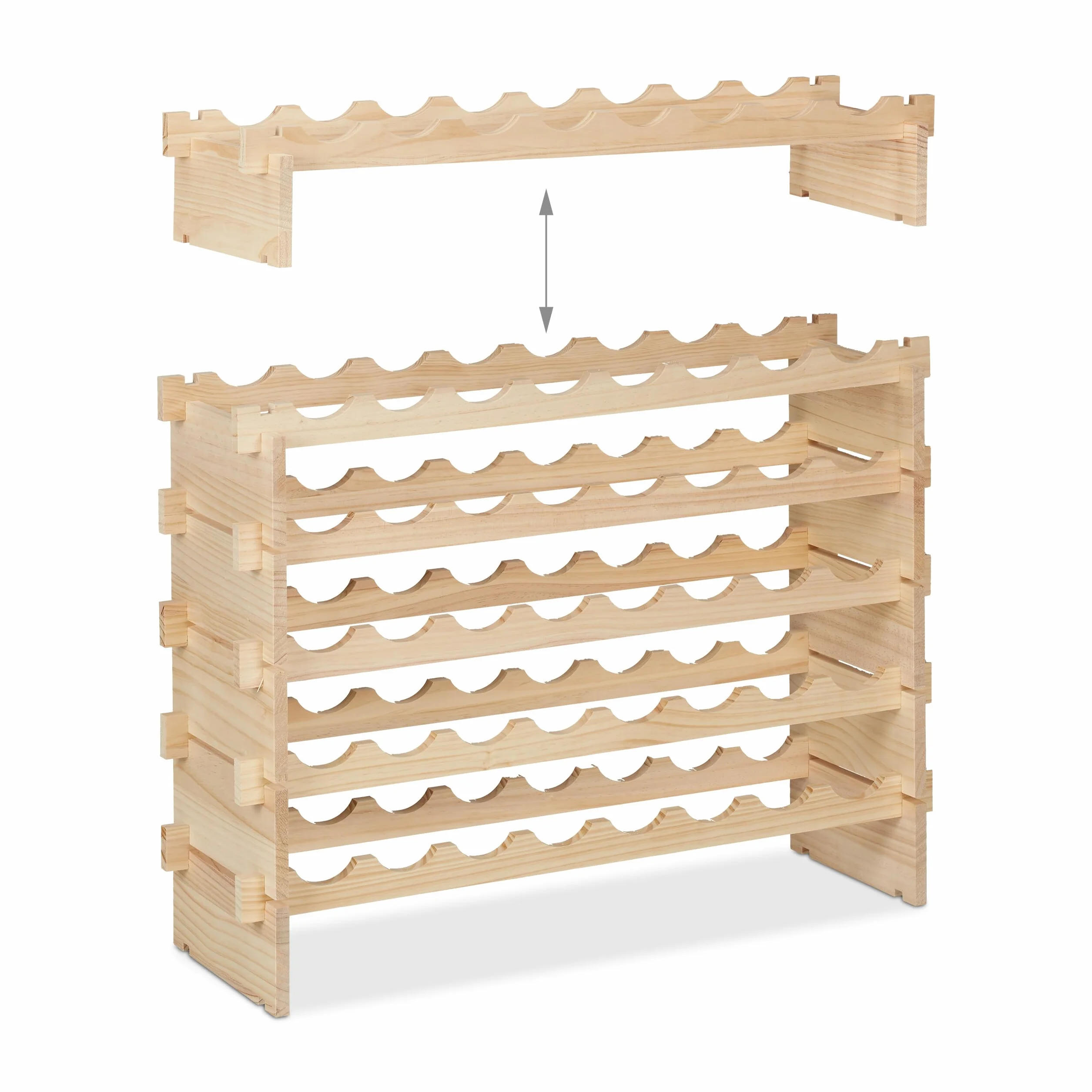 Relaxdays Cantinetta Portabottiglie, 48 Bottiglie di Vino, Disposizione Orizzontale, HLP 73x82x25 cm, in Legno, Naturale