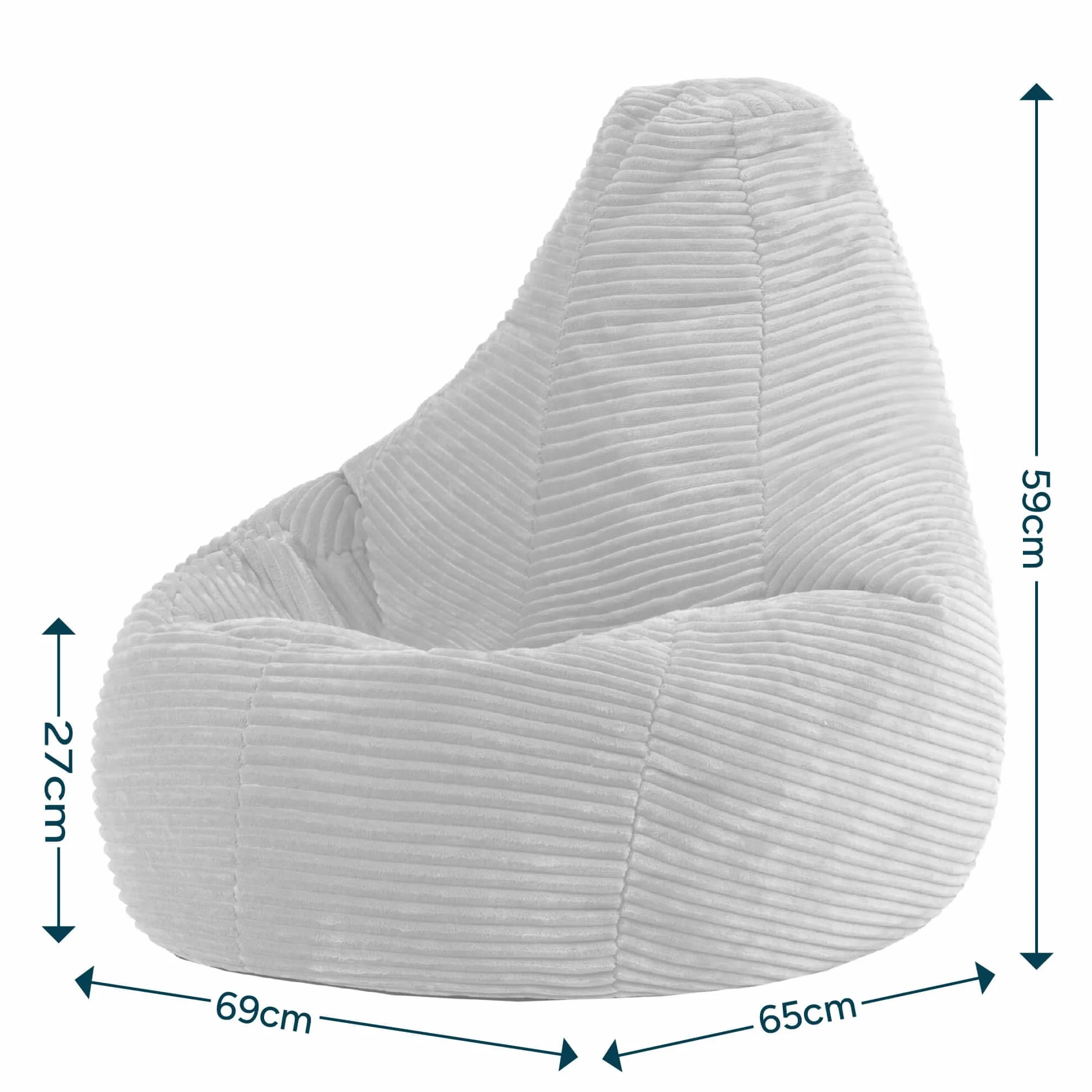 icon Dalton Pouf Bambini, Grigio, Velluto a Coste, Poltrona Sacco con Riempimento Incluso, Sedia Bambini, Mobili Camera da Letto