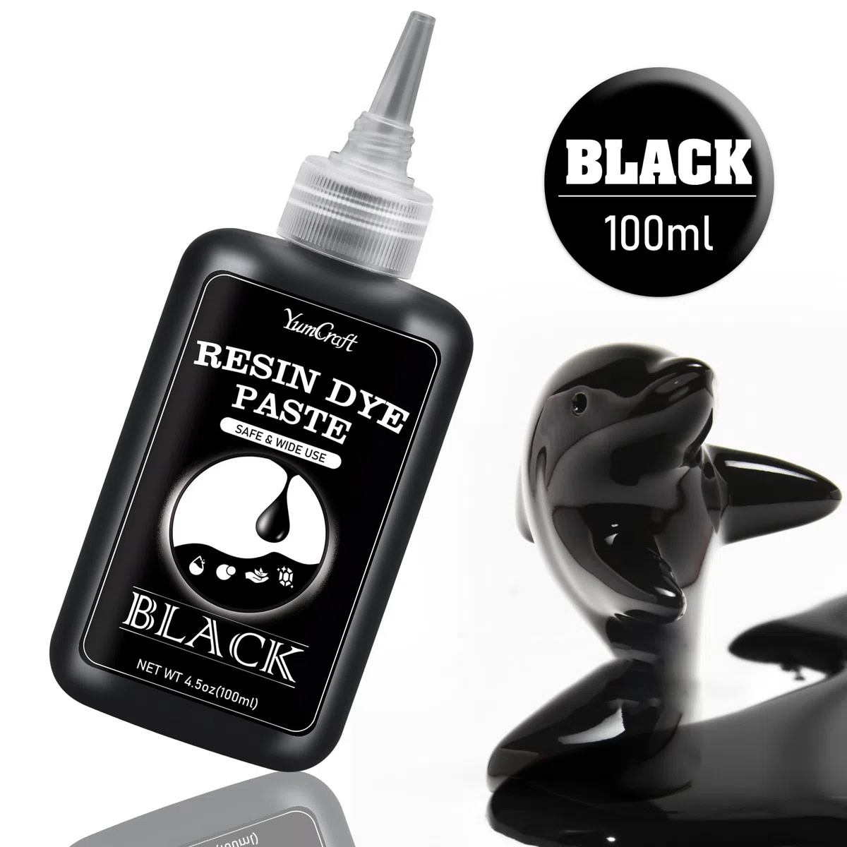 Pasta Pigmento Resina Epossidica Nera - 128g Coloranti per Resina UV, Gioielli, Piani dei Tavoli - Epoxy Resin Pigmento per Pittura, Sottobicchieri