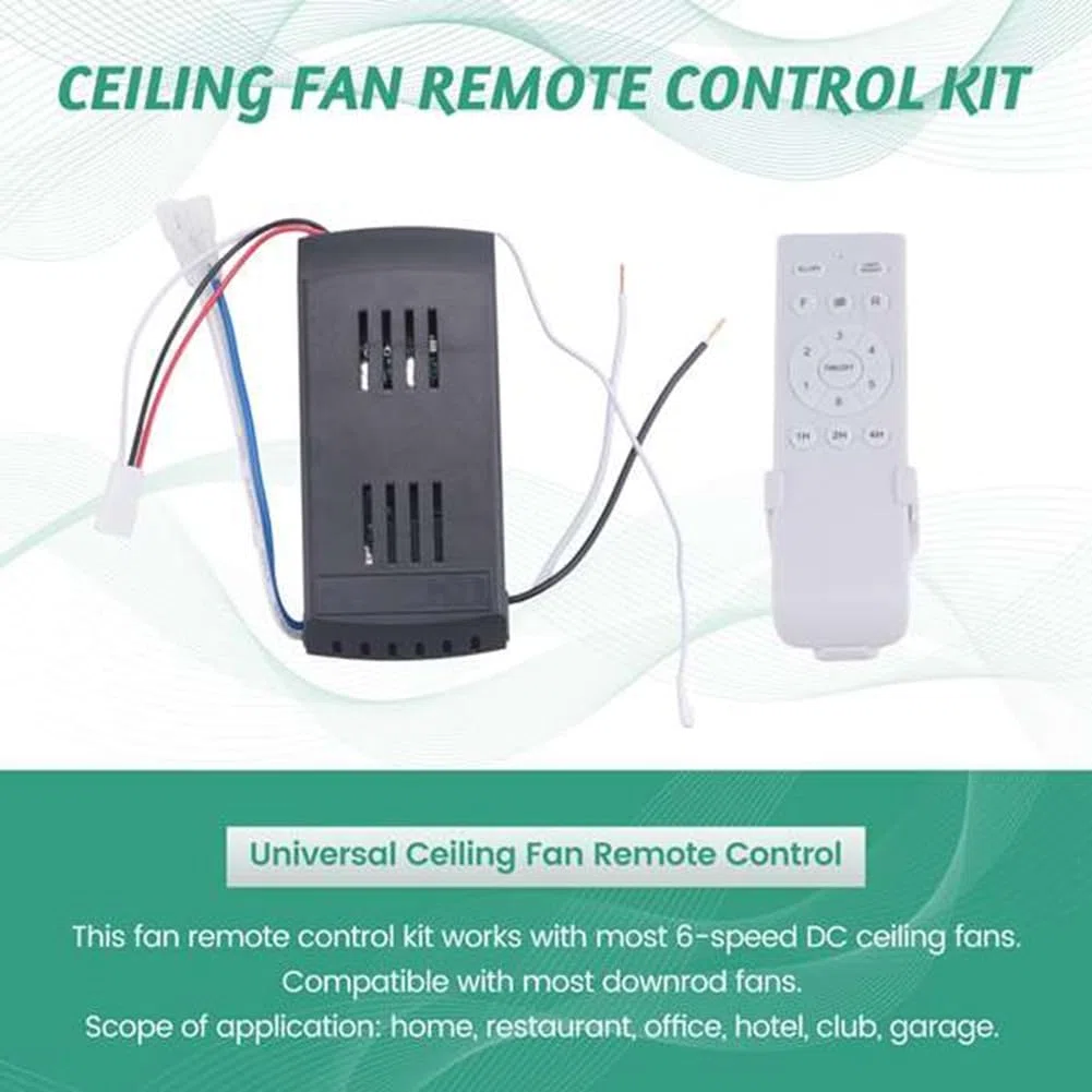 Kit Universale per Ventilatore A Soffitto 50W con 6 velocità e Funzione Timer per Ventilatore A Soffitto A Corrente Continua