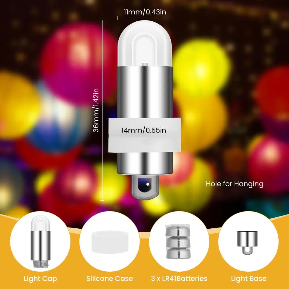 AUAUY Mini LED Palloncini Luci, 30 Pezzi Luce per Lanterna di Carta, Luce Notturna Impermeabile a Batteria per Compleanno Halloween Decorazione Matrimonio Natale Capodanno Festa Prato (Colorato)