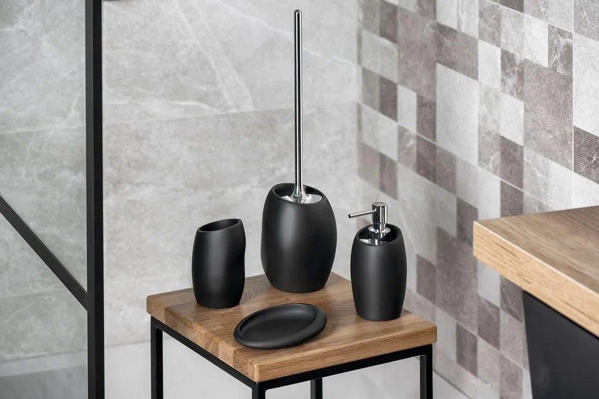 GEDY G-Iside Portasapone Bagno Nero, Misure e Peso Prodotto: 2,9X15,2X11,5 CM & 0,15 kg, Porta Sapone Solido Realizzato in Resina e Sabbia, Design R&S Gedy, 2 Anni di Garanzia