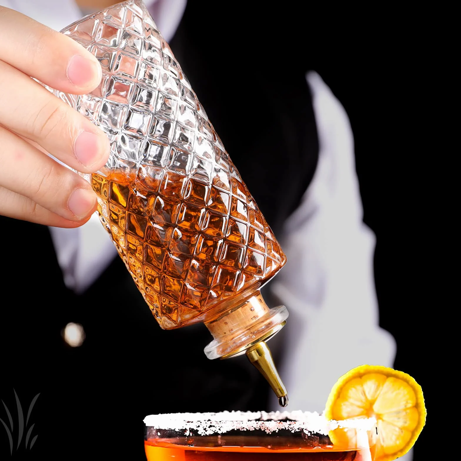SuproBarware Bitters Bottle per cocktail Set di 5– Bottiglie in vetro con cruscotto, ideale per barista, casa bar