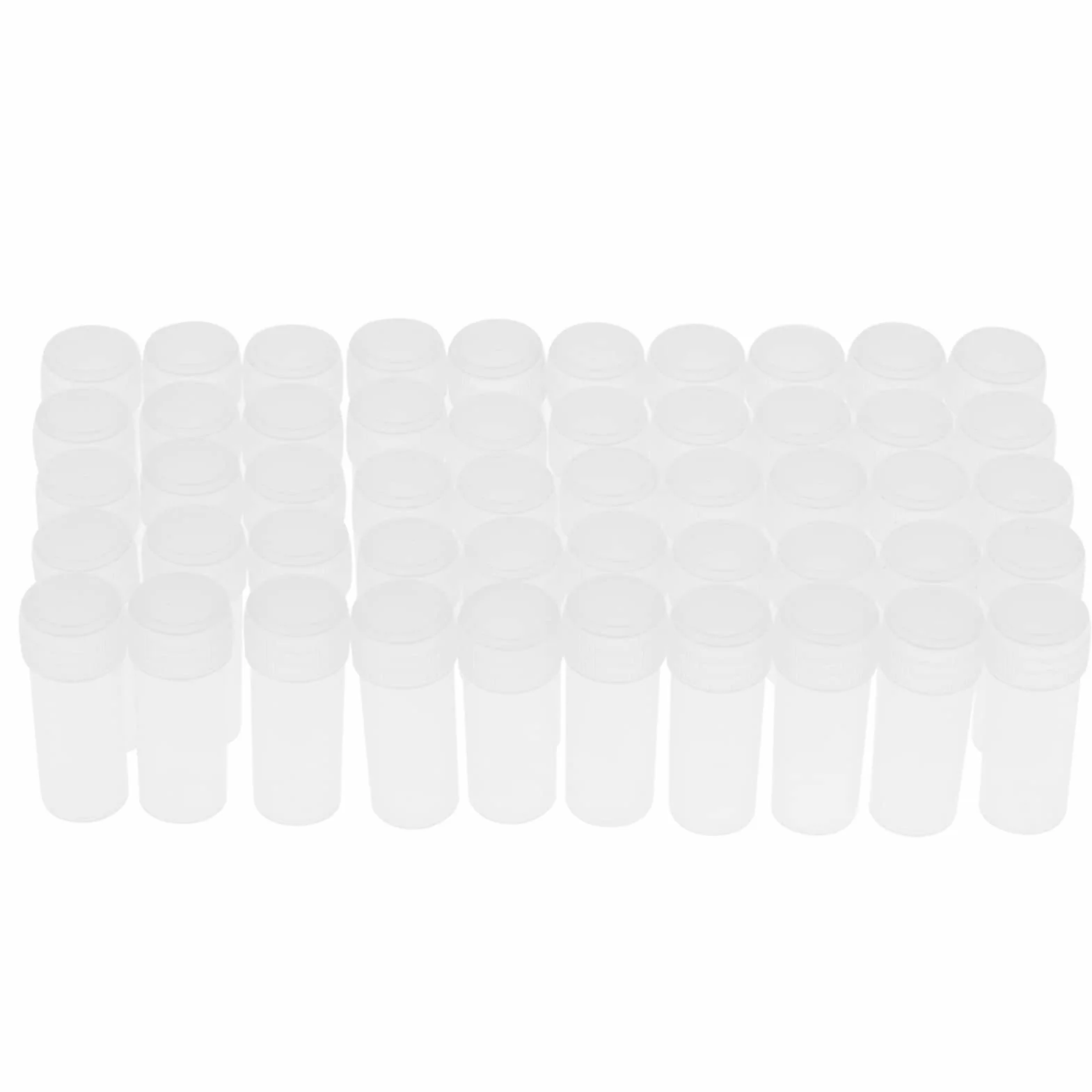 Bottiglie Campionamento Plastica Trasparente, 5 ml, 50 Pezzi, PE, Chiusura Ermetica, per Polvere, Solidi, Pillole, Semi