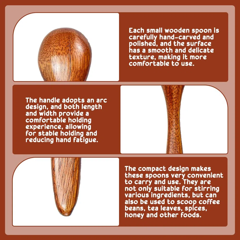 LPAMABA 8 Cucchiai in Legno Naturale da Zuppa e Minestra 13x3 cm - Stile Giapponese per Ramen, Miele, Caffè, Riso e Dessert