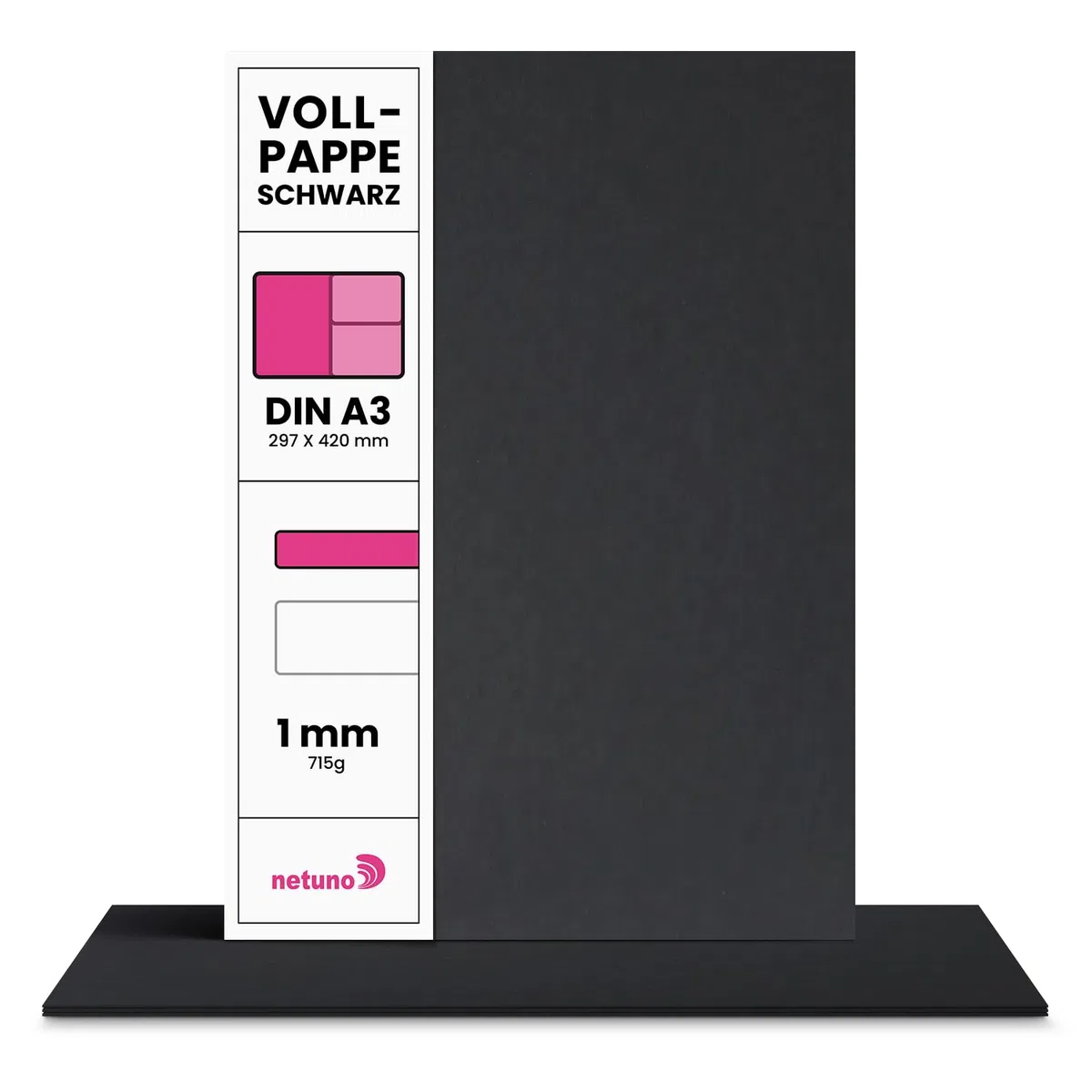 Netuno 10 fogli cartone nero formato A3 29,7 x 42 cm spessore 1 mm 715g cartoncino rigido nero per bricolage fai da fe rilegatura libri modellismo materiale imballaggio cartone pieno spesso