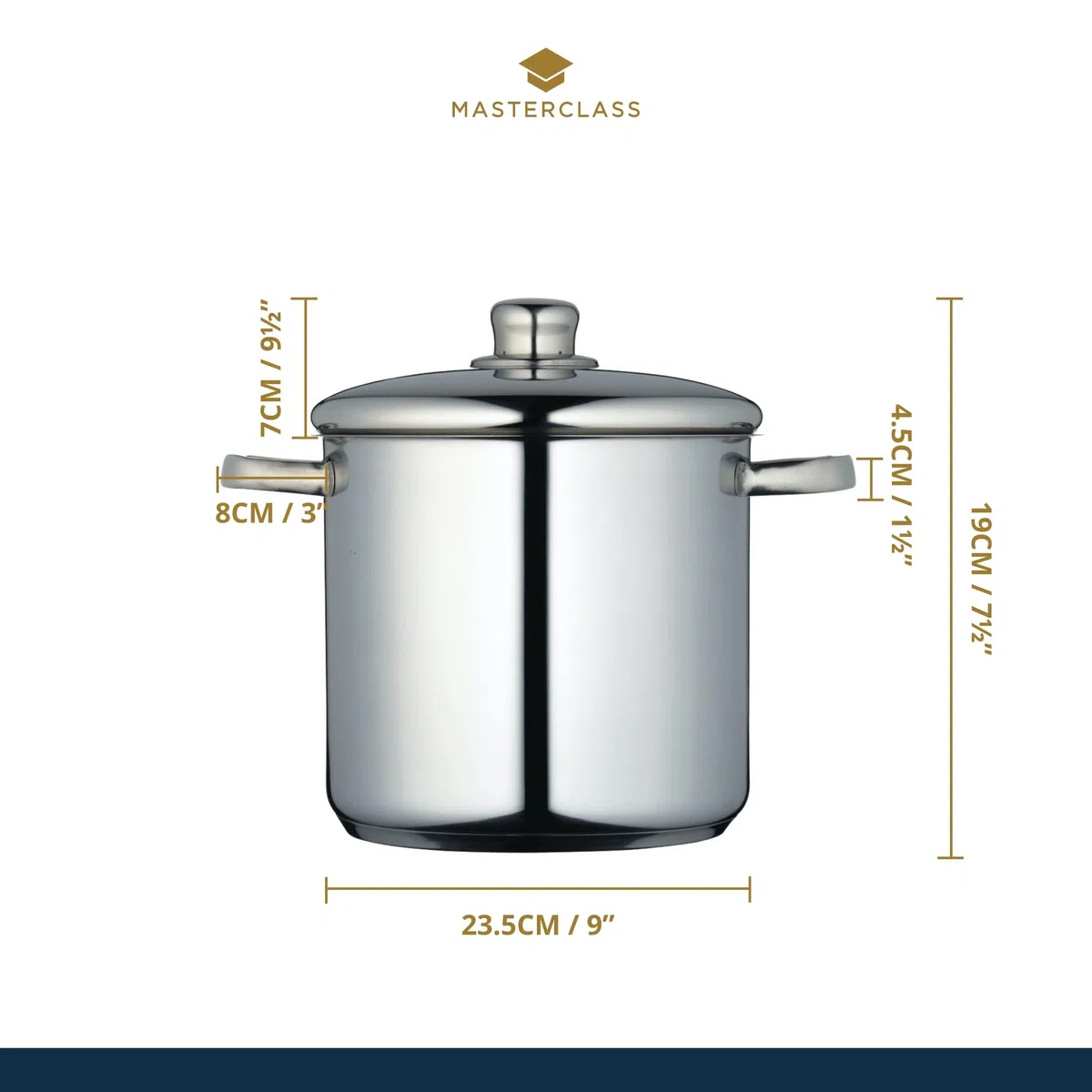 MasterClass Pentolone 7 L con Coperchio in Acciaio Inox Adatto a Induzione, Pentola Pasta, per Bollire Pomodori