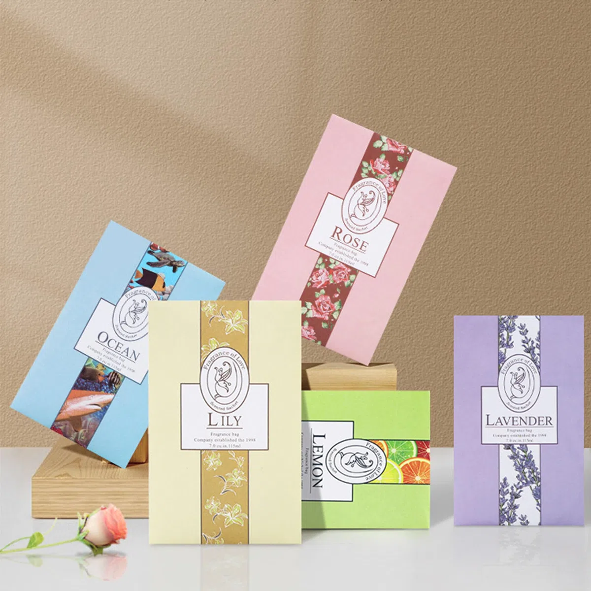 18pcs Pezzi di Sacchetti per Aromi, Bustine, Borse, Armadietti per Profumo, Armadi, Armadi per Camera da Letto, Carrelli da Bagno, Lavanda, Gelsomino, Giglio, Rosa, Oceano, Limone