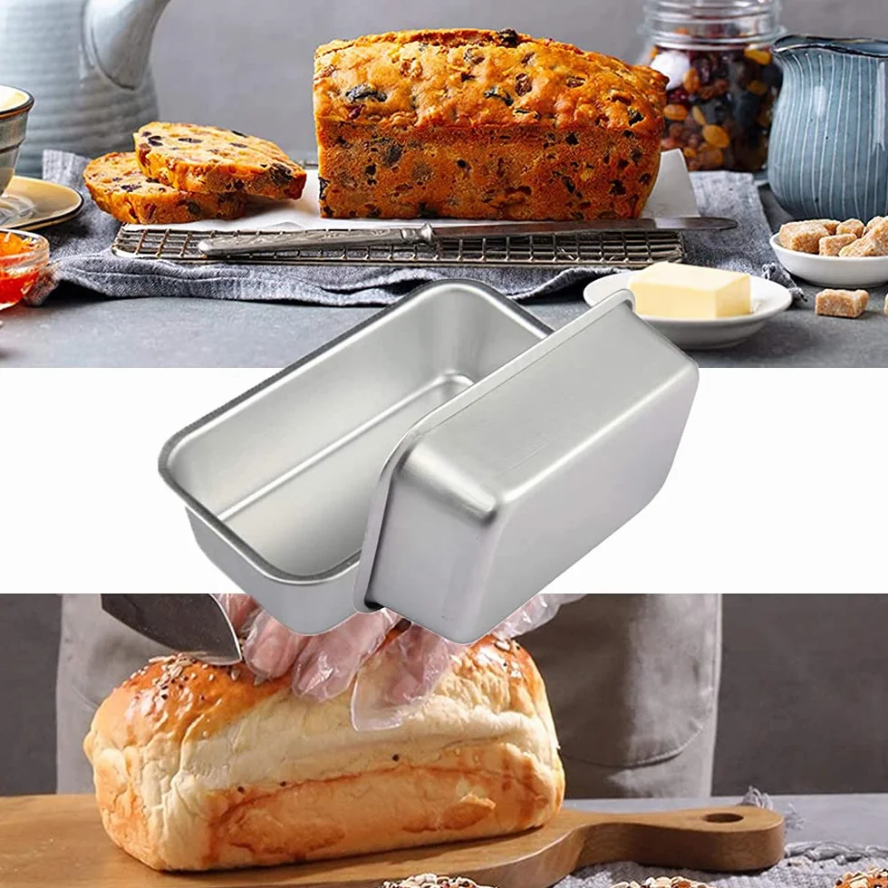 3 Pezzi Stampo per Toast, Stampo in Rettangolare, Teglie per Pane, Antiaderente, Non Tossico, Lavabile in Lavastoviglie, Facile da Pulire, Lega di Alluminio, per Pane, Torte (13,5 x 7,8 x 3,6 cm)