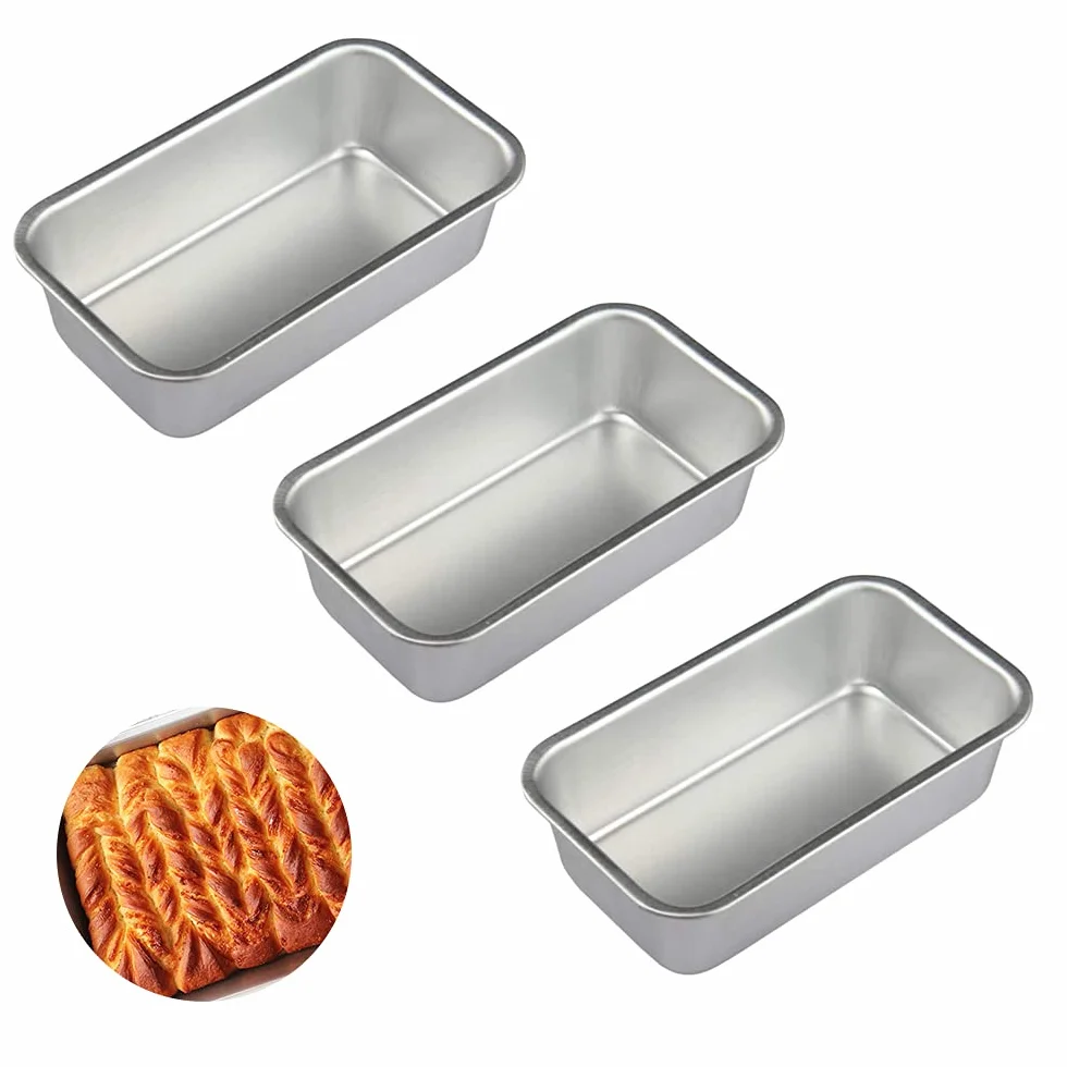 3 Pezzi Stampo per Toast, Stampo in Rettangolare, Teglie per Pane, Antiaderente, Non Tossico, Lavabile in Lavastoviglie, Facile da Pulire, Lega di Alluminio, per Pane, Torte (13,5 x 7,8 x 3,6 cm)