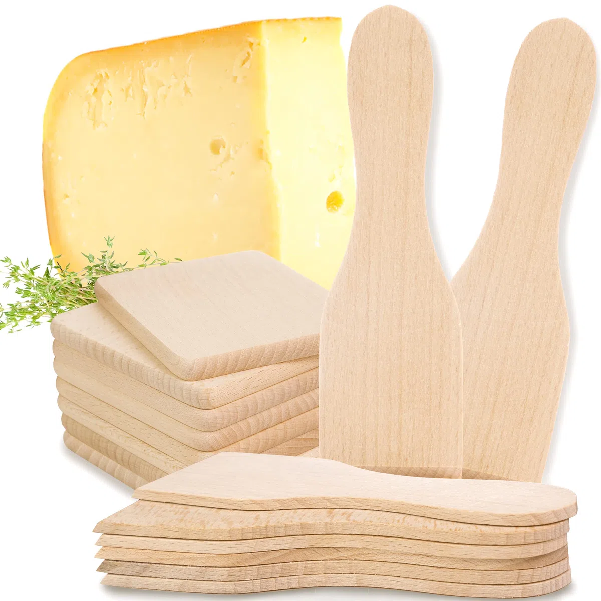 raschietto per raclette raschietto per raclette raschietto e sottobicchiere in legno per padelle per raclette come accessori (8 sottobicchieri e 8 spatole) spatola in legno raclette 8