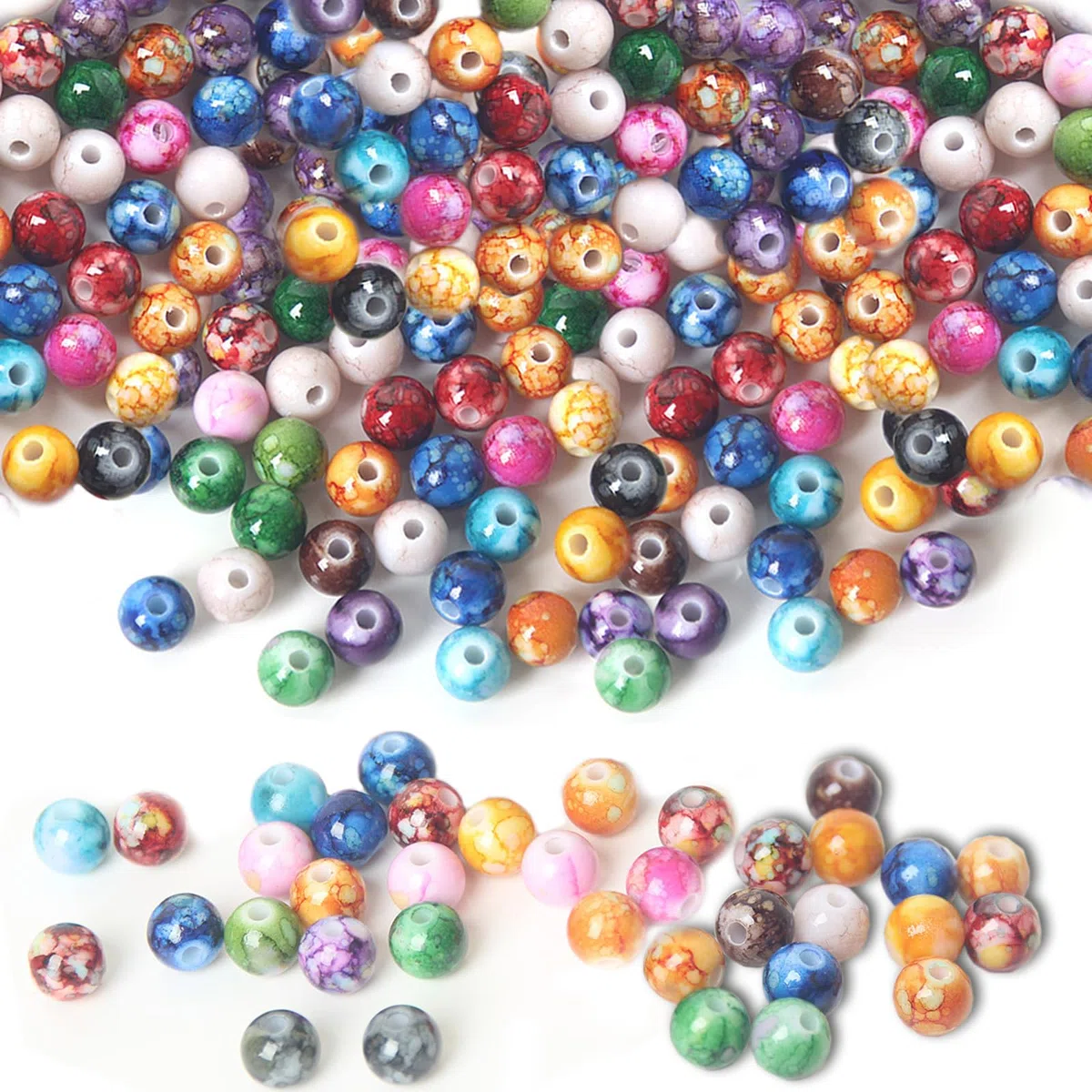 200 Pezzi 8mm Perline per Bigiotteria Fai Da Te, Perline per Braccialetti, Colorate Beads Tonde Set, Kit Braccialetti Fai Da Te per Bigiotteria Gioielli Collane Adulti Artigianato DIY