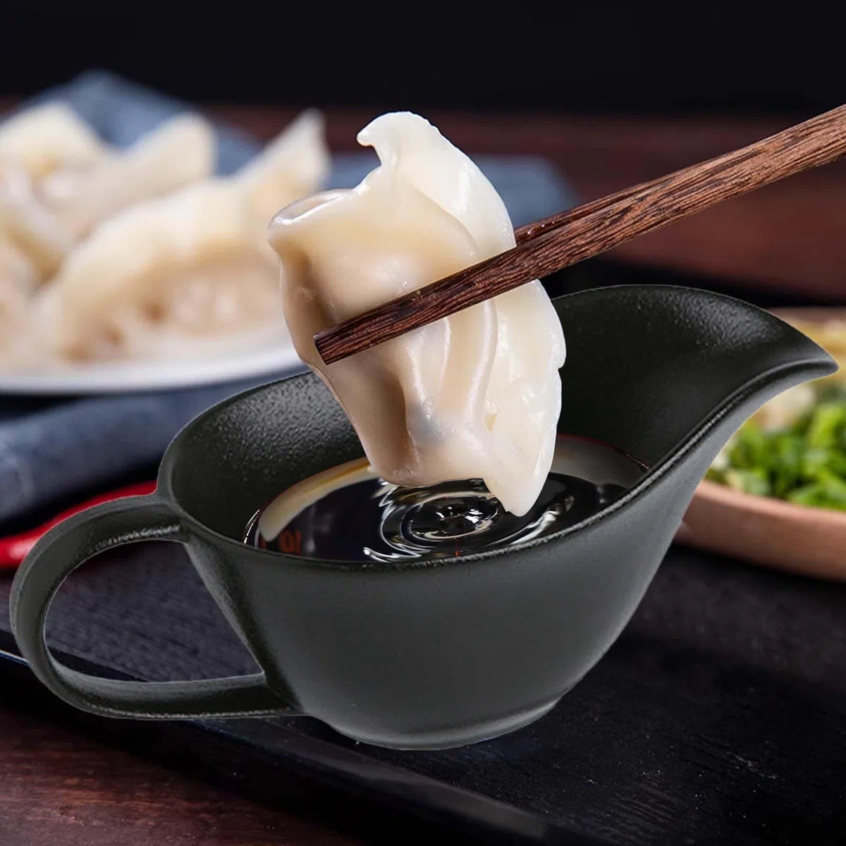 Contenitore per salsa in porcellana, 280 ml, per salse, con manico, salsa con beccuccio per labbra, ciotola da portata adatto per salsa, crema, condimenti per insalata, brodo di latte, succo di