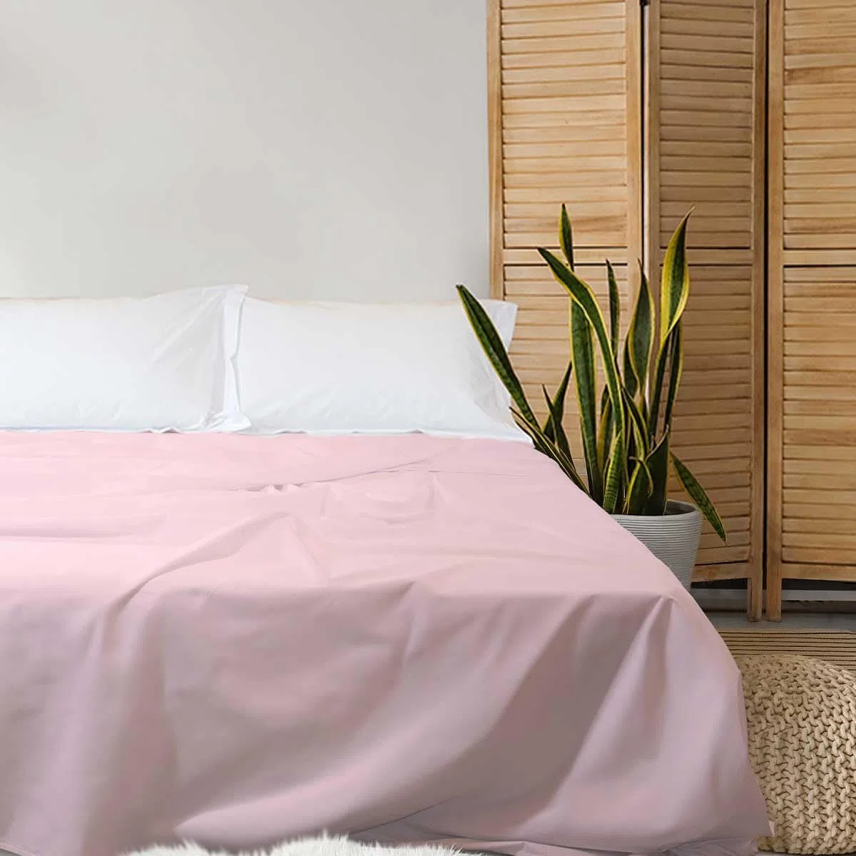 Cassera Casa - Lenzuolo Sopra, 100% Percalle di Cotone 200Tc, Prodotto in Italia, 18 Colori Tinta Unita, Facile Stiro, 200x290cm, Piazza e Mezza, Rosa Cipria