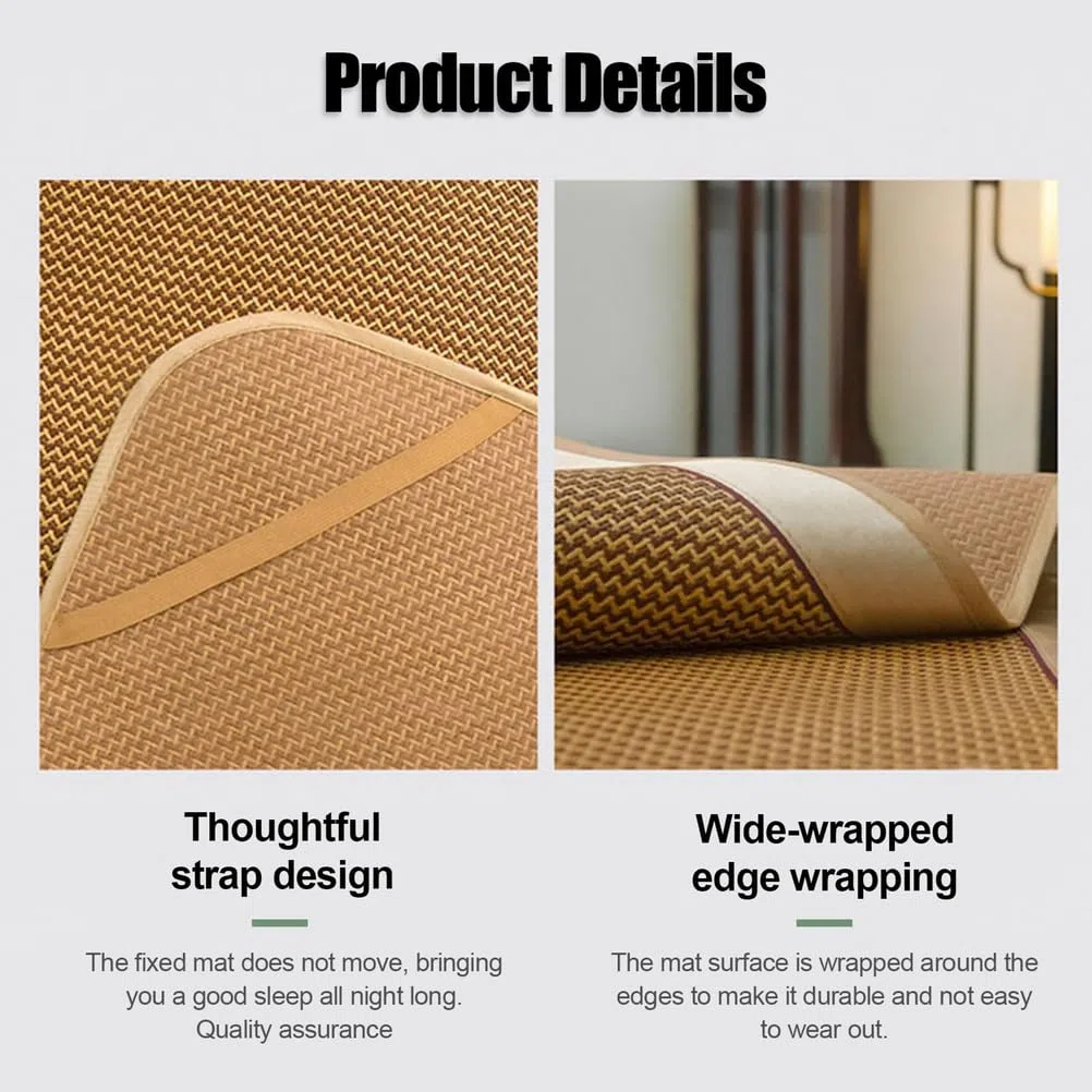 AVSMGP Stuoia Estivo in Rattan Ghiacciato, Materasso Rinfrescante per Letto - Proteggi-Materasso Pieghevole E Traspirante - per Letto Singolo, Matrimoniale, Queen-Size,C,180cmx200cm