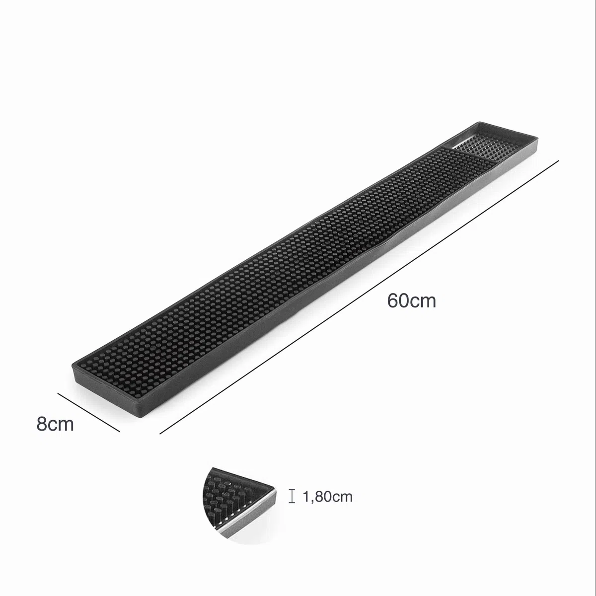 Lacor - 62628-100% Non-Slip Thermoplastic Rubber Bar Mat, Avoid Cocktail or Drinks, BPA Free, Measurements 60 x 8 x 1.8 cm, Black