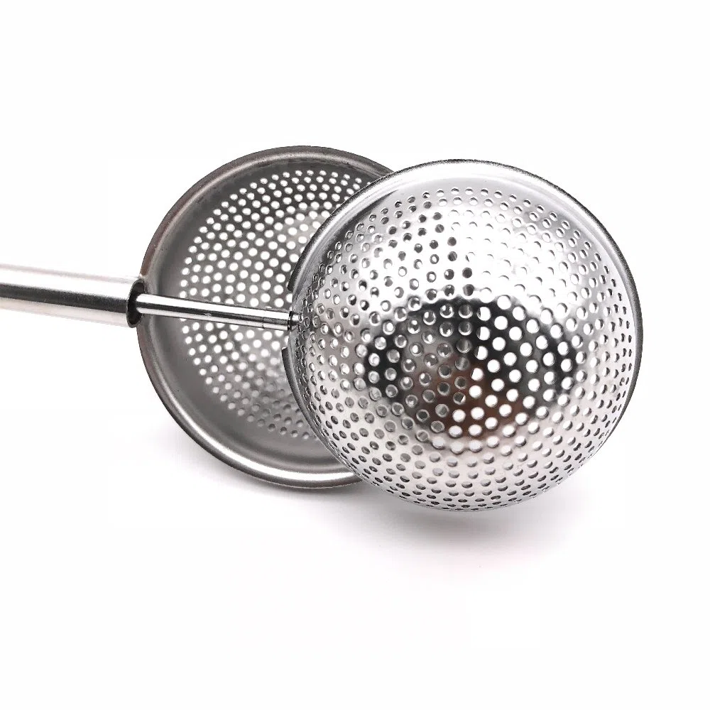 Infusore per Tè a Sfera,Forma Di Palla Spinta Stile Colino per tè Acciaio Inossidabil Filtro de Tè,con Manico Lungo(Set di 2)