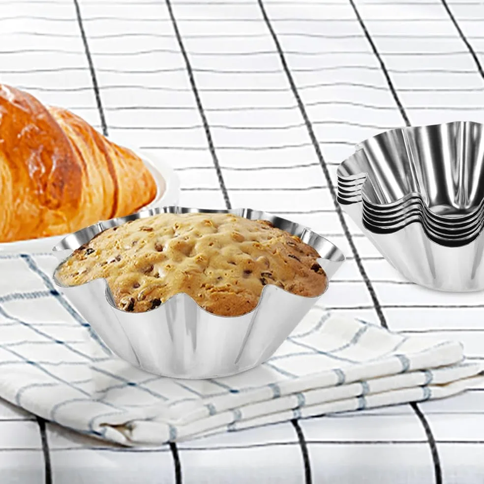 30 Pezzi Mini Stampi per Crostatine Antiaderenti Stampi perTartellette Stampo Muffin Utilizzato per Cupcakes Crostate all'uovo Budini Torte Dessert(Argento)
