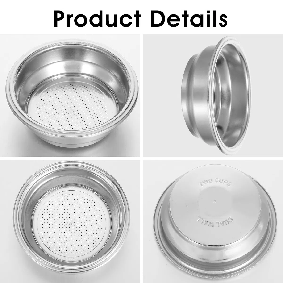 Oruola Cestino portafiltro da 58 mm, filtro per caffè a doppio strato in acciaio inossidabile, filtro poroso pressurizzato a doppia tazza da 58 mm, per accessori di ricambio per macchine da caffè