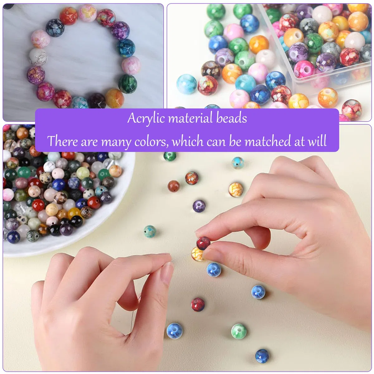 200 Pezzi 8mm Perline per Bigiotteria Fai Da Te, Perline per Braccialetti, Colorate Beads Tonde Set, Kit Braccialetti Fai Da Te per Bigiotteria Gioielli Collane Adulti Artigianato DIY