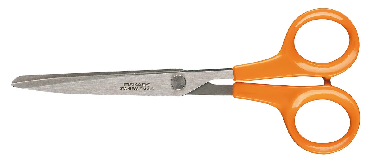 FISKARS Forbici multiuso, Lunghezza: 17 cm, Per destrorsi e mancini, Lama in acciaio inossidabile/Impugnature in plastica, Arancione, Classic, 1005150