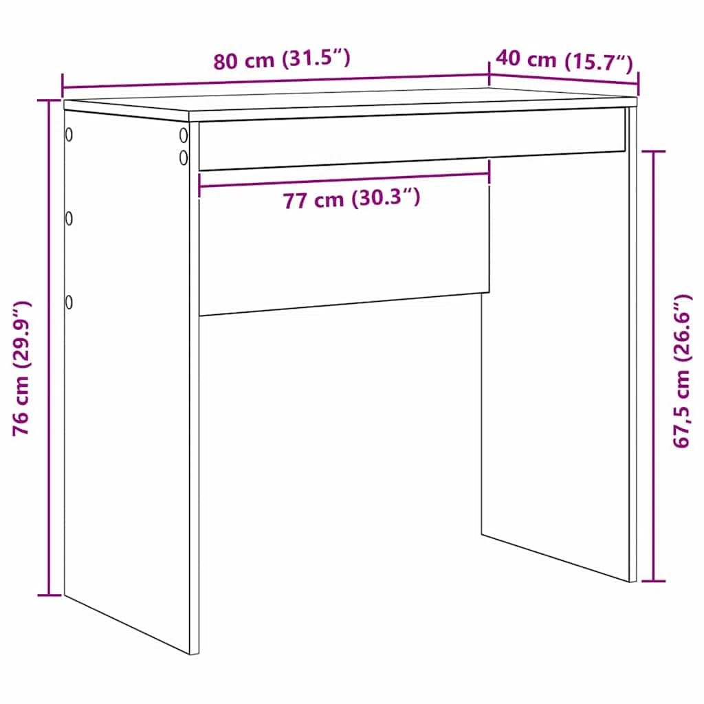 vidaXL Scrivania Bianco 80 x 40 x 76 cm, Scrivania compatta, Stile Moderno, Spazio ergonomico, Tavolo per Scrivere, Mobile Resistente per stanze Piccole