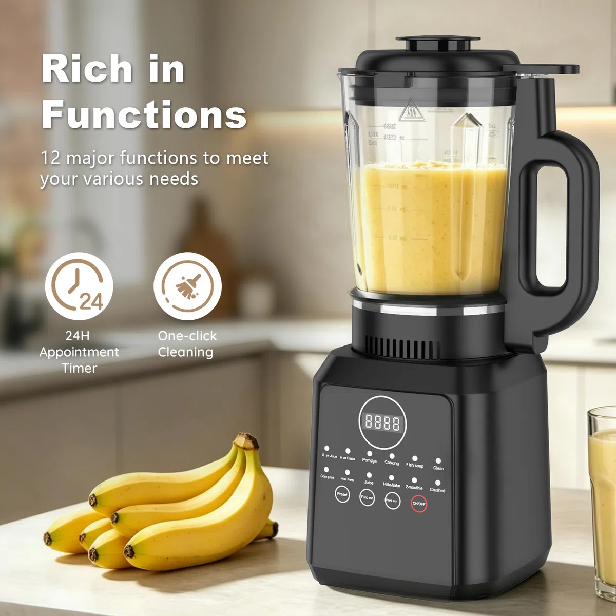 Macchina per Latte di Noci, 1.65L Macchina Latte Vegetale con Funzione Autopulente, Appuntamento Intelligente 24H, Lama in Acciaio Inossidabile a 14 Taglienti, Macchina del Latte di Soia per Familiare