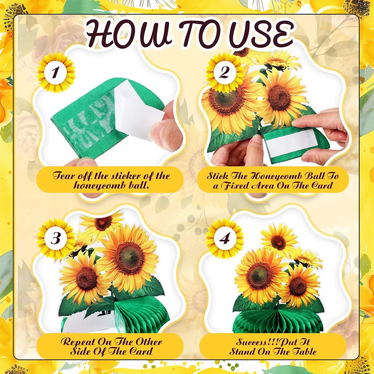 8 Pezzi Centro Tavola A Nido D’Ape A Tema Girasole Decorazioni per Feste Accessori Girasole Decorativi Addobbi per Tavolo Festa Girasole